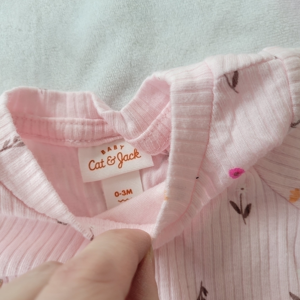 Cat & Jack pink bunny & floral print long sleeve tulle dress 0-3m NWOT - Picture 2 of 6